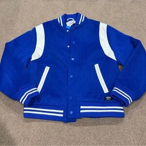 Hudson Jeans Blue and White Varsity Jacket